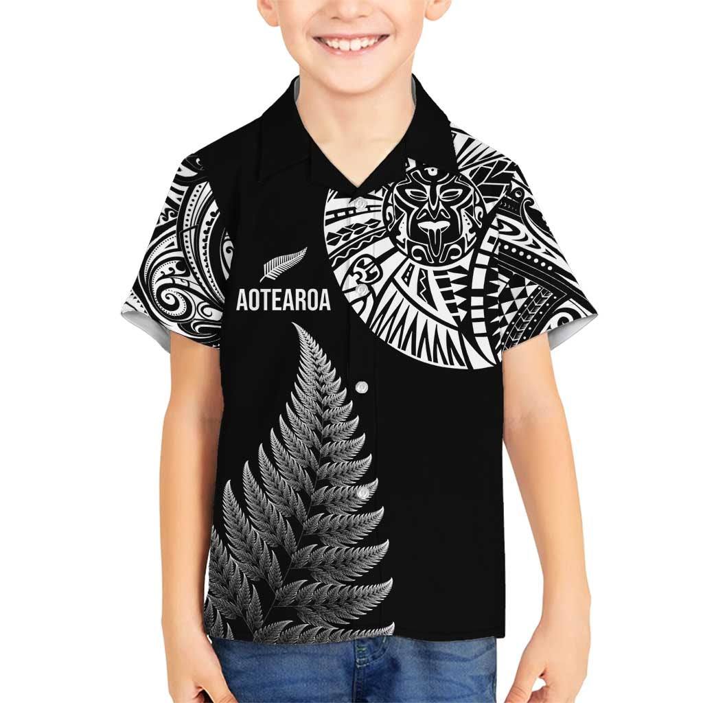 Personalised New Zealand Maori Art Tattoo and Silver Fern Family Matching Off Shoulder Maxi Dress and Hawaiian Shirt