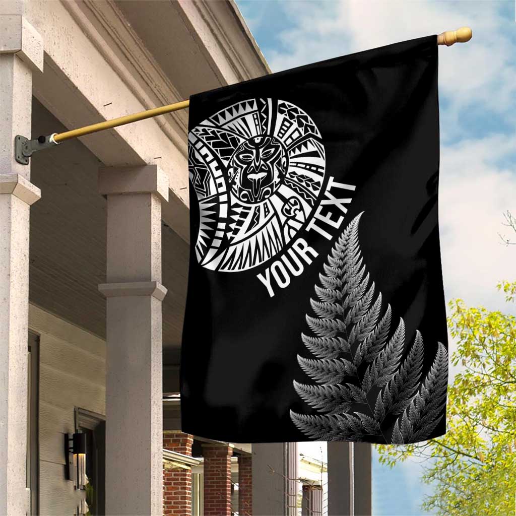Personalised New Zealand Maori Art Tattoo and Silver Fern Garden Flag LT03 House Flag Black - Polynesian Pride