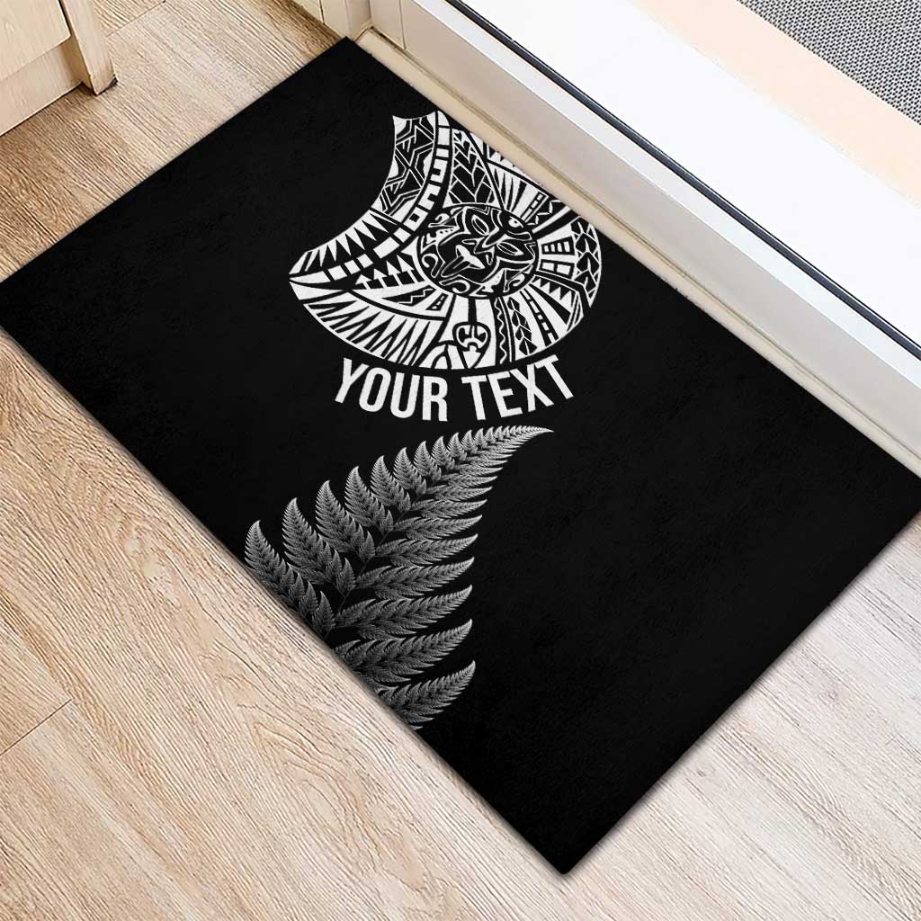 Personalised New Zealand Maori Art Tattoo and Silver Fern Rubber Doormat
