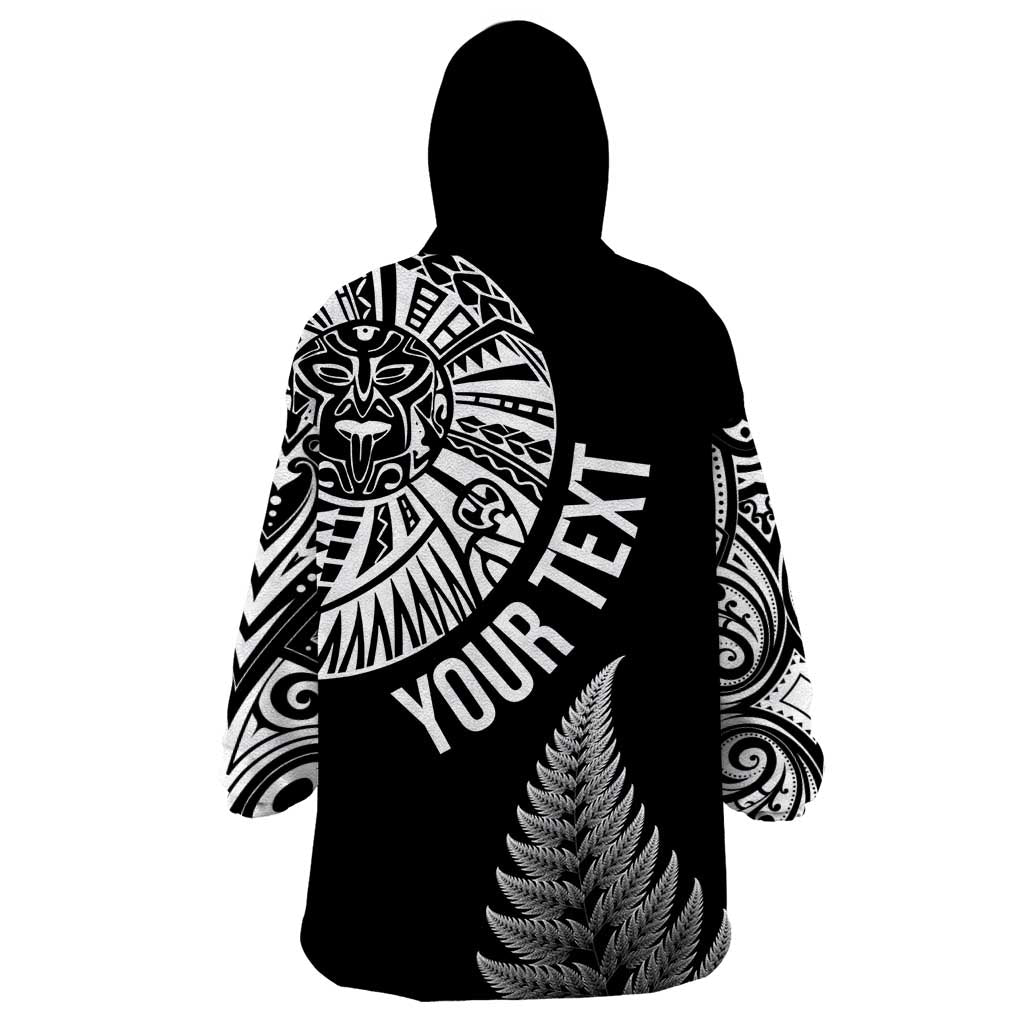 Personalised New Zealand Maori Art Tattoo and Silver Fern Wearable Blanket Hoodie