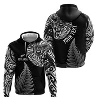 Personalised New Zealand Maori Art Tattoo and Silver Fern Zip Hoodie