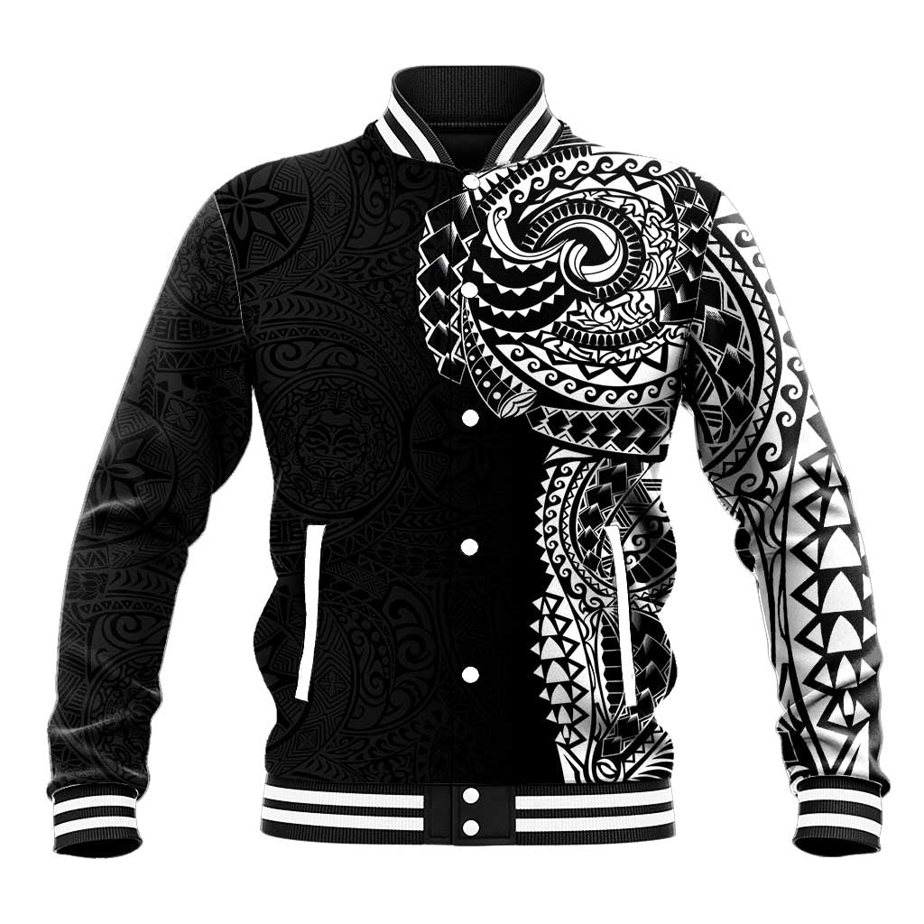 Polynesian Art Traditional Tattoo Pattern Baseball Jacket LT03 Unisex Black - Polynesian Pride