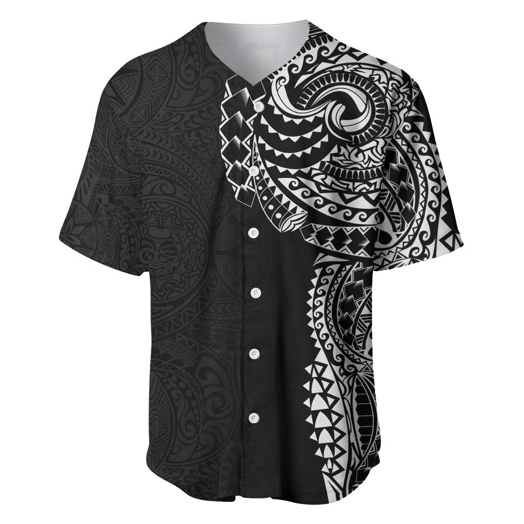 Polynesian Art Traditional Tattoo Pattern Baseball Jersey LT03 Black - Polynesian Pride