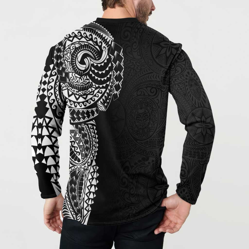 Polynesian Art Traditional Tattoo Pattern Button Sweatshirt