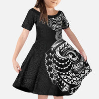Polynesian Art Traditional Tattoo Pattern Family Matching Mermaid Dress and Hawaiian Shirt