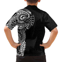 Polynesian Art Traditional Tattoo Pattern Family Matching Off The Shoulder Long Sleeve Dress and Hawaiian Shirt