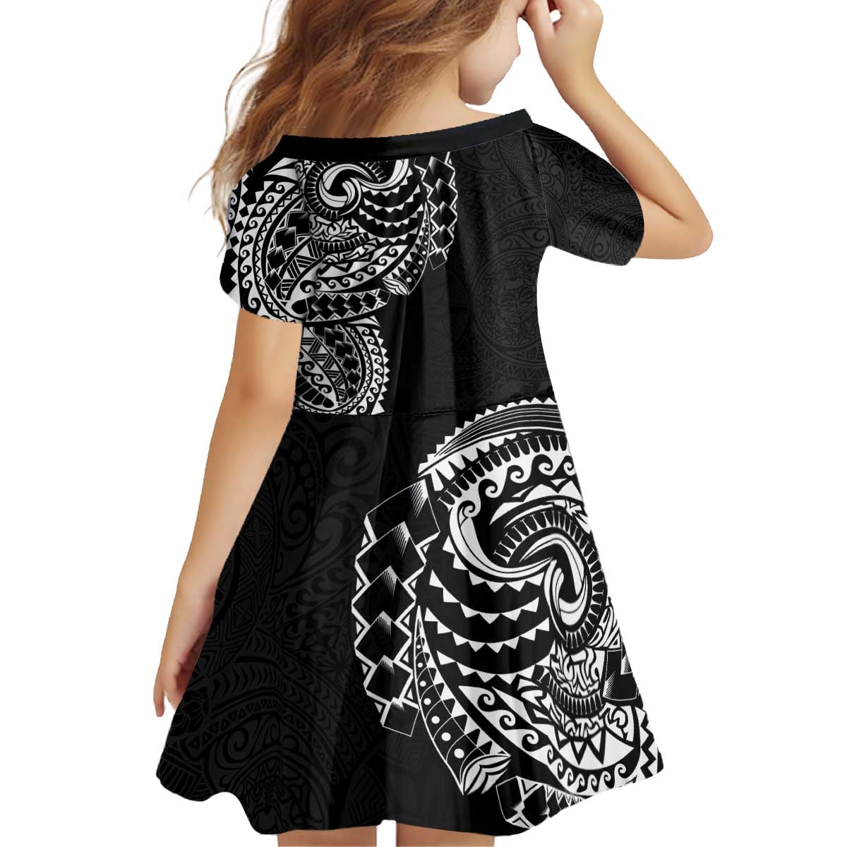 Polynesian Art Traditional Tattoo Pattern Family Matching Off Shoulder Short Dress and Hawaiian Shirt LT03 - Polynesian Pride