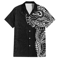 Polynesian Art Traditional Tattoo Pattern Family Matching Off Shoulder Short Dress and Hawaiian Shirt LT03 Dad's Shirt - Short Sleeve Black - Polynesian Pride