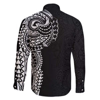 Polynesian Art Traditional Tattoo Pattern Family Matching Off Shoulder Short Dress and Hawaiian Shirt LT03 - Polynesian Pride