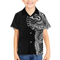 Polynesian Art Traditional Tattoo Pattern Family Matching Off Shoulder Short Dress and Hawaiian Shirt LT03 Son's Shirt Black - Polynesian Pride