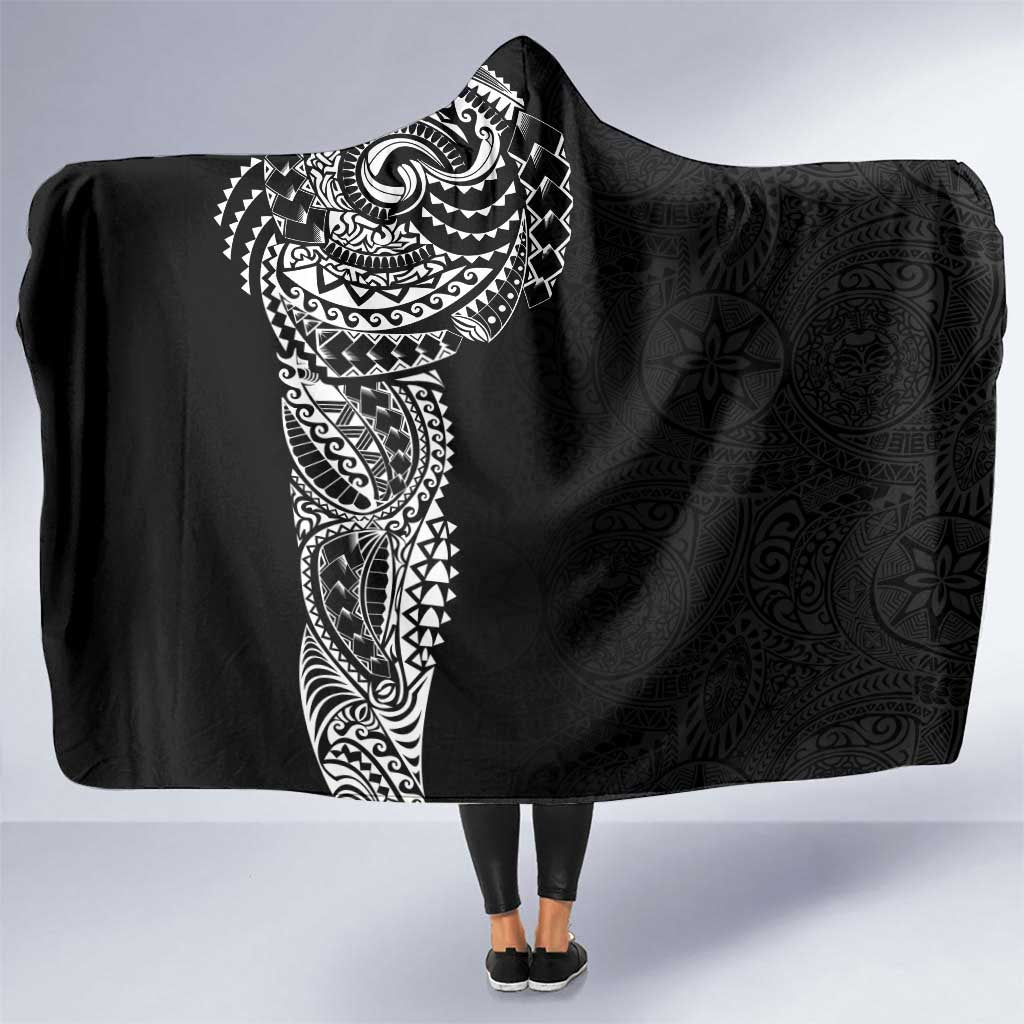 Polynesian Art Traditional Tattoo Pattern Hooded Blanket LT03 One Size Black - Polynesian Pride