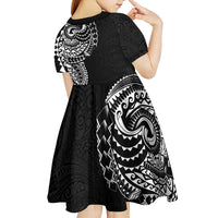 Polynesian Art Traditional Tattoo Pattern Kid Short Sleeve Dress