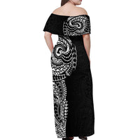 Polynesian Art Traditional Tattoo Pattern Off Shoulder Maxi Dress