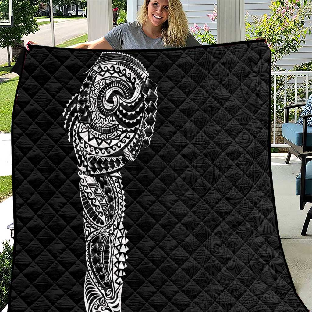 Polynesian Art Traditional Tattoo Pattern Quilt LT03 Black - Polynesian Pride