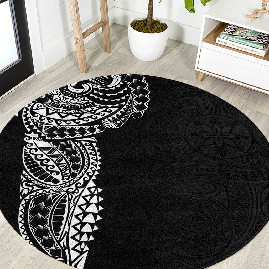 Polynesian Art Traditional Tattoo Pattern Round Carpet LT03 Black - Polynesian Pride