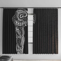 Polynesian Art Traditional Tattoo Pattern Window Curtain