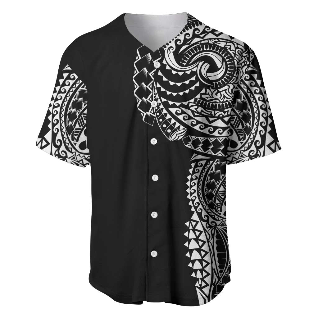 Polynesian Art Traditional Tattoo Baseball Jersey Simple Style LT03 Black - Polynesian Pride