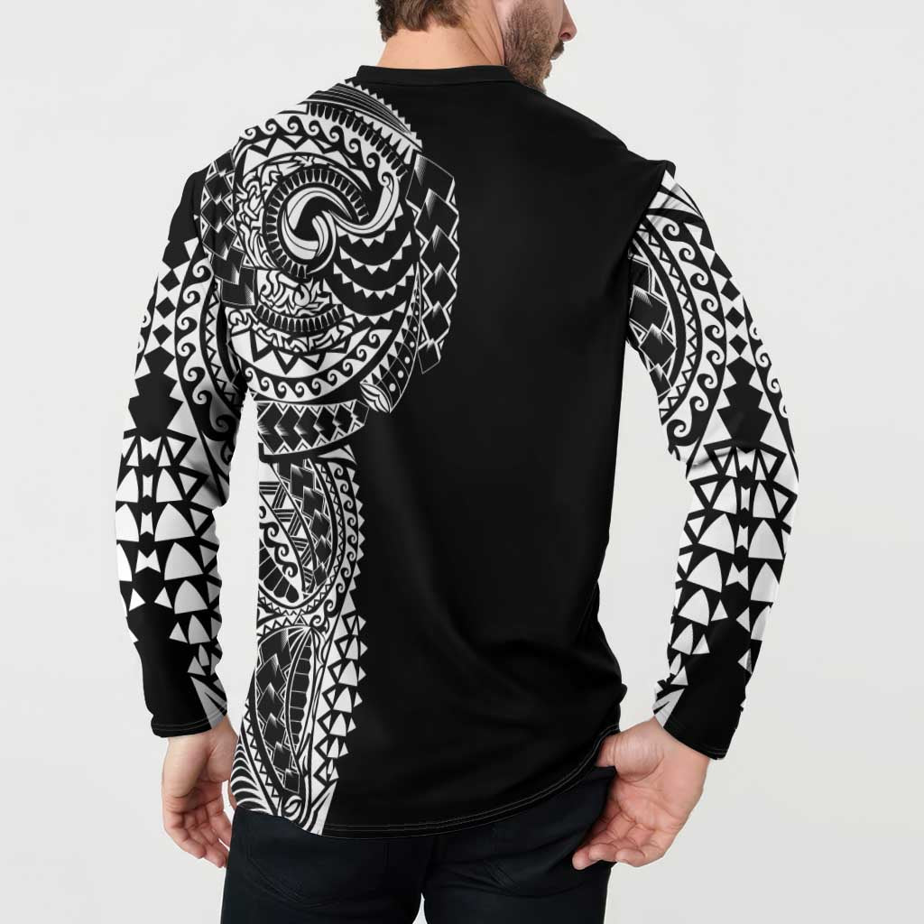 Polynesian Art Traditional Tattoo Button Sweatshirt Simple Style
