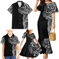 Polynesian Art Traditional Tattoo Family Matching Mermaid Dress and Hawaiian Shirt Simple Style