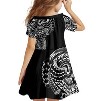 Polynesian Art Traditional Tattoo Family Matching Off Shoulder Short Dress and Hawaiian Shirt Simple Style