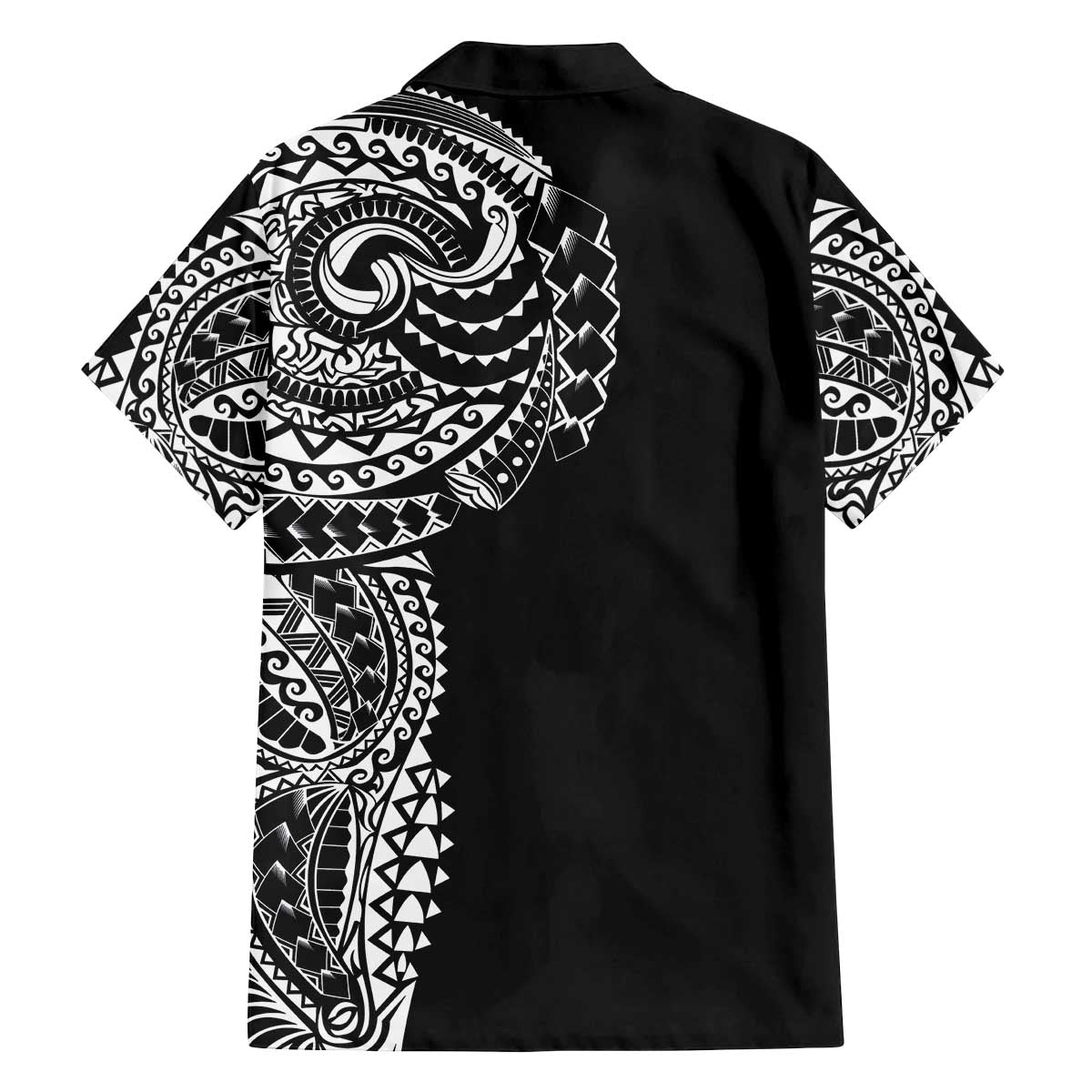 Polynesian Art Traditional Tattoo Family Matching Off Shoulder Short Dress and Hawaiian Shirt Simple Style