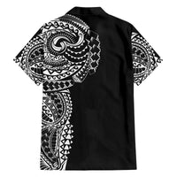 Polynesian Art Traditional Tattoo Family Matching Off Shoulder Short Dress and Hawaiian Shirt Simple Style