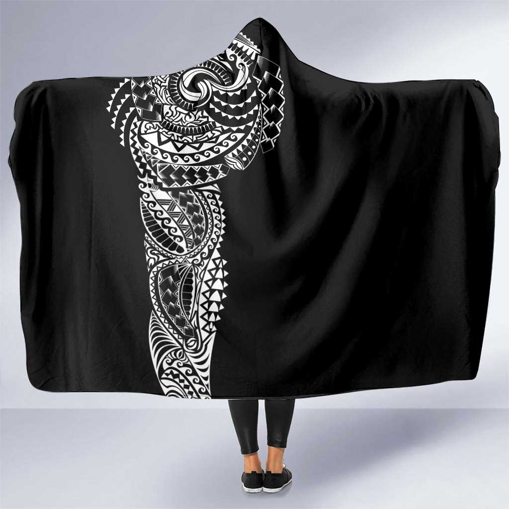 Polynesian Art Traditional Tattoo Hooded Blanket Simple Style LT03 One Size Black - Polynesian Pride