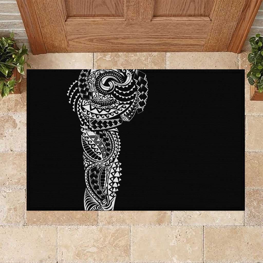 Polynesian Art Traditional Tattoo Rubber Doormat Simple Style LT03 Black - Polynesian Pride