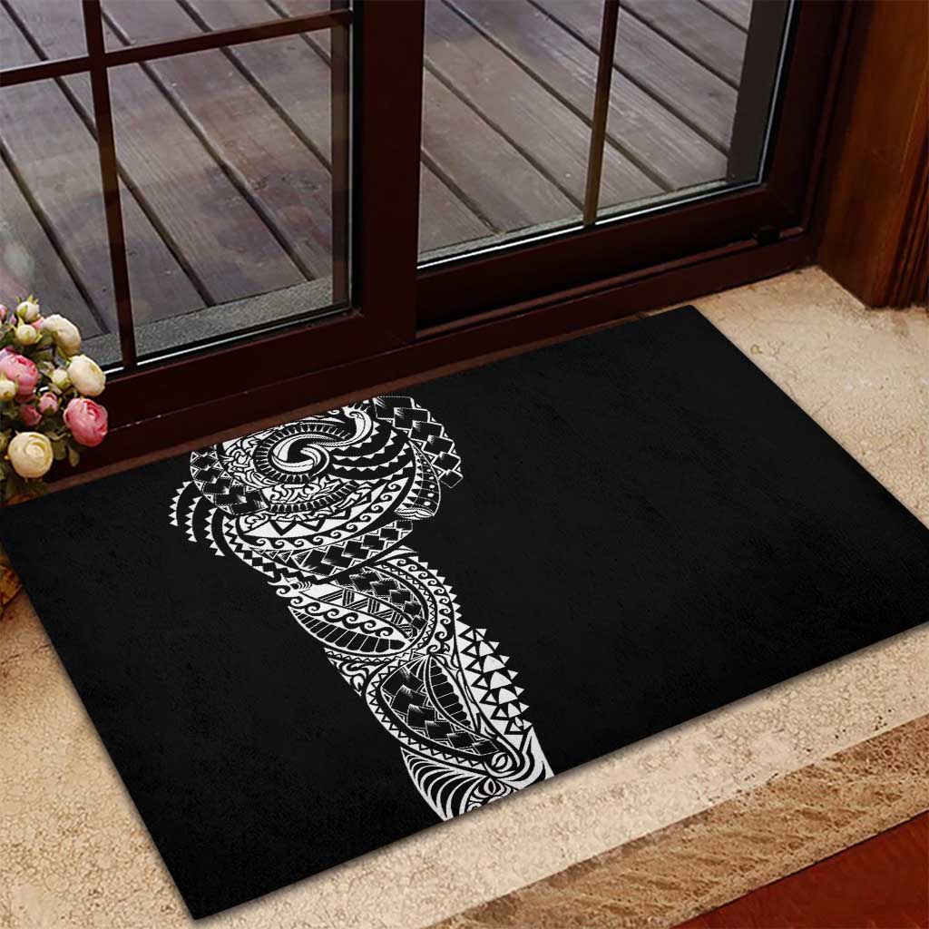 Polynesian Art Traditional Tattoo Rubber Doormat Simple Style