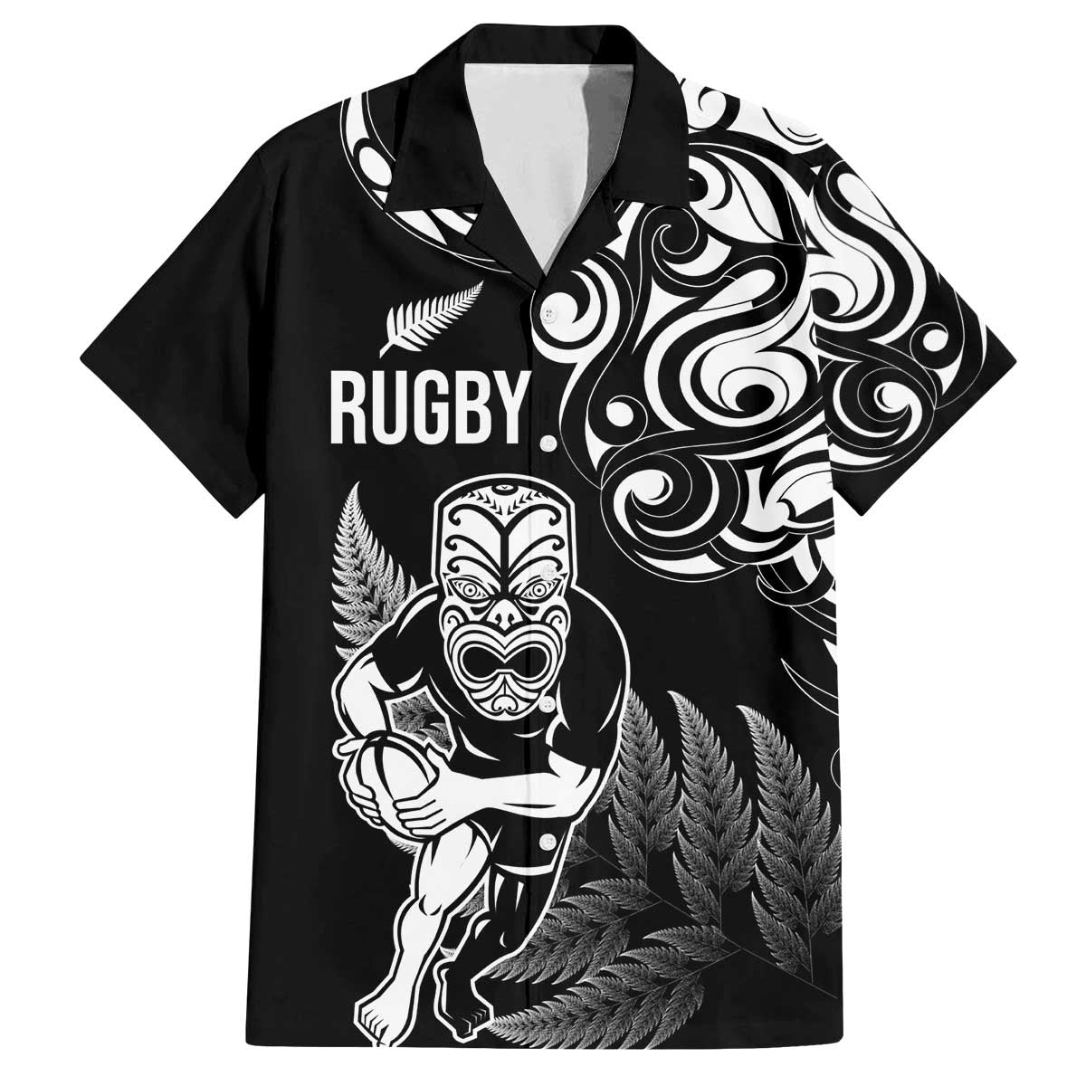 New Zealand Maori Warrior Rugby Family Matching Puletasi and Hawaiian Shirt Silver Fern