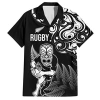 New Zealand Maori Warrior Rugby Family Matching Short Sleeve Bodycon Dress and Hawaiian Shirt Silver Fern