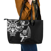 New Zealand Maori Warrior Rugby Leather Tote Bag Silver Fern