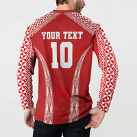 Custom Tonga Pacific Rugby 2024 Button Sweatshirt Ngatu Tribal Pattern
