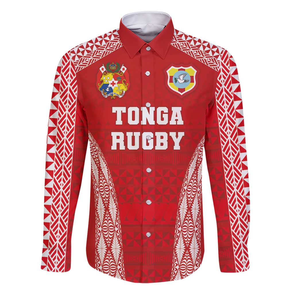 Custom Tonga Pacific Rugby 2024 Family Matching Short Sleeve Bodycon Dress and Hawaiian Shirt Ngatu Tribal Pattern