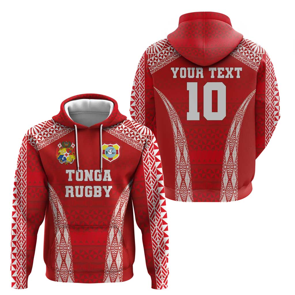 Custom Tonga Pacific Rugby 2024 Hoodie Ngatu Tribal Pattern