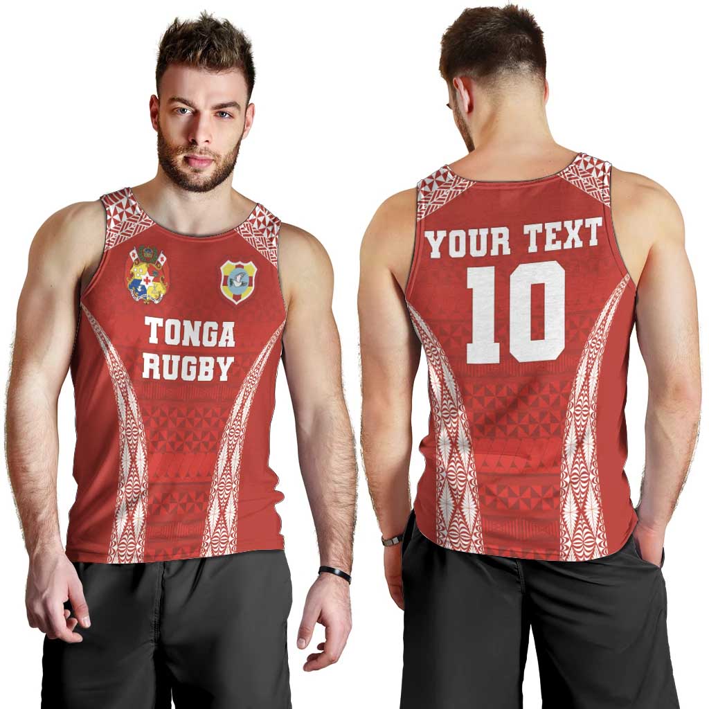 Custom Tonga Pacific Rugby 2024 Men Tank Top Ngatu Tribal Pattern