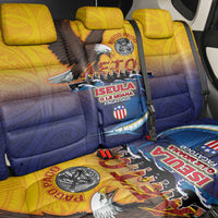 American Samoa Fautasi Back Car Seat Cover Bald Eage and Sailfish with Kakau Motifs - Polynesian Pride