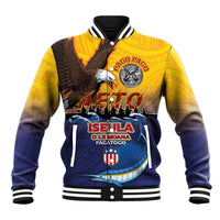 American Samoa Fautasi Baseball Jacket Bald Eage and Sailfish with Kakau Motifs - Polynesian Pride