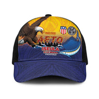 American Samoa Fautasi Baseball Net Cap Bald Eage and Sailfish with Kakau Motifs - Polynesian Pride