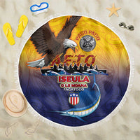 American Samoa Fautasi Beach Blanket Bald Eage and Sailfish with Kakau Motifs - Polynesian Pride