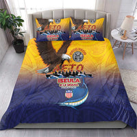 American Samoa Fautasi Bedding Set Bald Eage and Sailfish with Kakau Motifs - Polynesian Pride