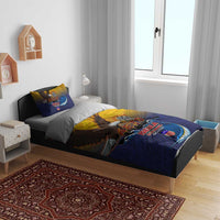 American Samoa Fautasi Bedding Set Bald Eage and Sailfish with Kakau Motifs - Polynesian Pride