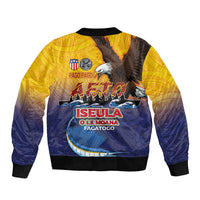 American Samoa Fautasi Bomber Jacket Bald Eage and Sailfish with Kakau Motifs - Polynesian Pride