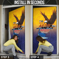 American Samoa Fautasi Door Cover Bald Eage and Sailfish with Kakau Motifs - Polynesian Pride