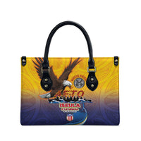 American Samoa Fautasi Leather Bag Bald Eage and Sailfish with Kakau Motifs - Polynesian Pride