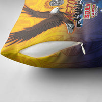 American Samoa Fautasi Pillow Cover Bald Eage and Sailfish with Kakau Motifs - Polynesian Pride
