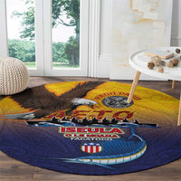 American Samoa Fautasi Round Carpet Bald Eage and Sailfish with Kakau Motifs - Polynesian Pride