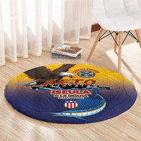 American Samoa Fautasi Round Carpet Bald Eage and Sailfish with Kakau Motifs - Polynesian Pride