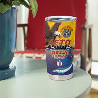 American Samoa Fautasi Tumbler Cup Bald Eage and Sailfish with Kakau Motifs - Polynesian Pride