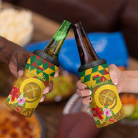 Melanesian Vanuatu 4 in 1 Can Cooler Tumbler With Tapa Tribal Pattern and Triangle Geometric Tricolor - Polynesian Pride